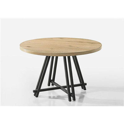 Tiziano Oak Finish 47" Round Dining Table with Metal Base