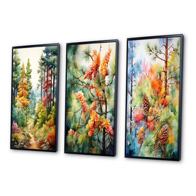 «Pine Tree Autumn Symphony», 3 pièces sur toile