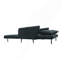 Causeuse convertible en tissu noir 61 po avec coussins