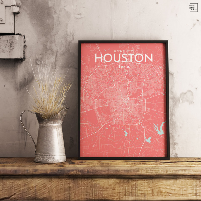 " Houston City Map ", 17" H x 11" W