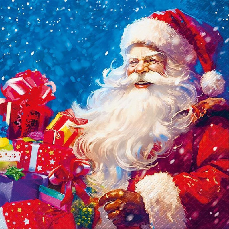 Serviettes de table format père Noël avec boîtes-cadeaux