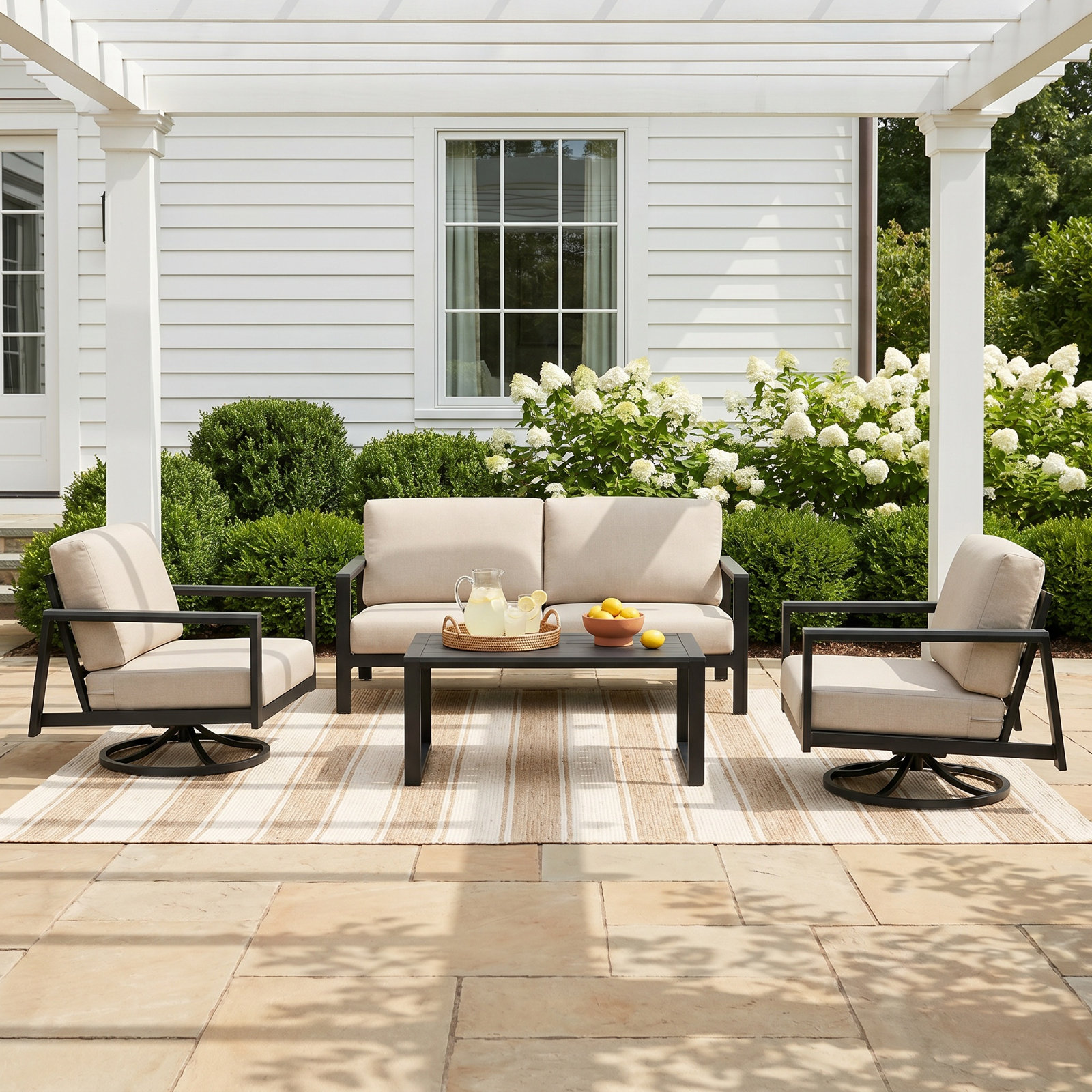 Townsend 5-Person Patio Seating Group, Canvas Granite Sunbrella® Canvas