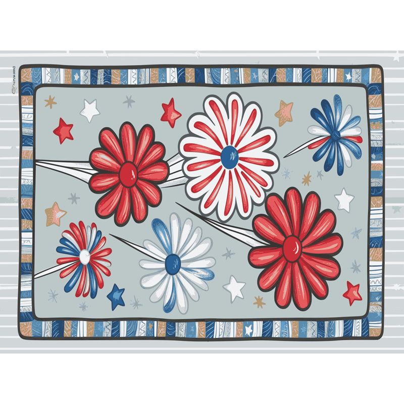 Tapis de fête d'été Hise Firecraker, Rectangulaire 3 pi x 5 pi