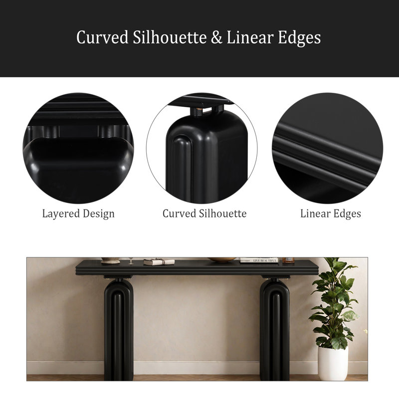 Elegant And Luxurious Acacia Veneer Console Table,Suitable For Entryway, Hallway, Living Room, Foyer, Corridor, Black