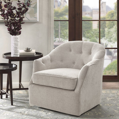 Chaise pivotante, l 31,85 po x P 30,3 po x H 29,73 po, bois massif, 1 pièce, beige, base pivotante à 360 degrés