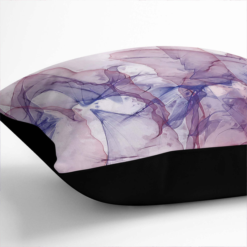 Abstract Square Throw Cushion, 40cm H x 40cm W x 15cm D, Black