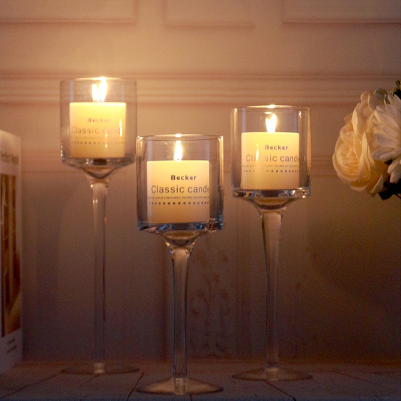 3 Piece Glass Tabletop Hurricane Set
