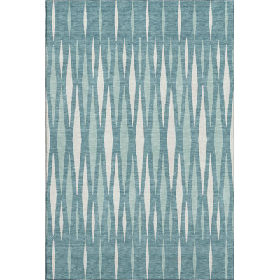 Premium Machine Washable Prisco Teal Rug