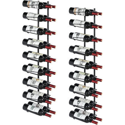 24 Bottle Wall Mounted Wine Rack, Black Carbon Steel Arc Design Adjustable Shelf by 17 Stories