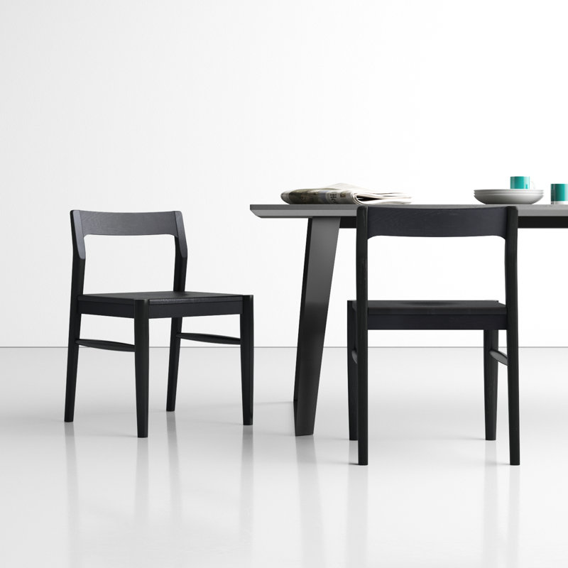 Krieger Solid Wood Slat Back Side Chair, Black