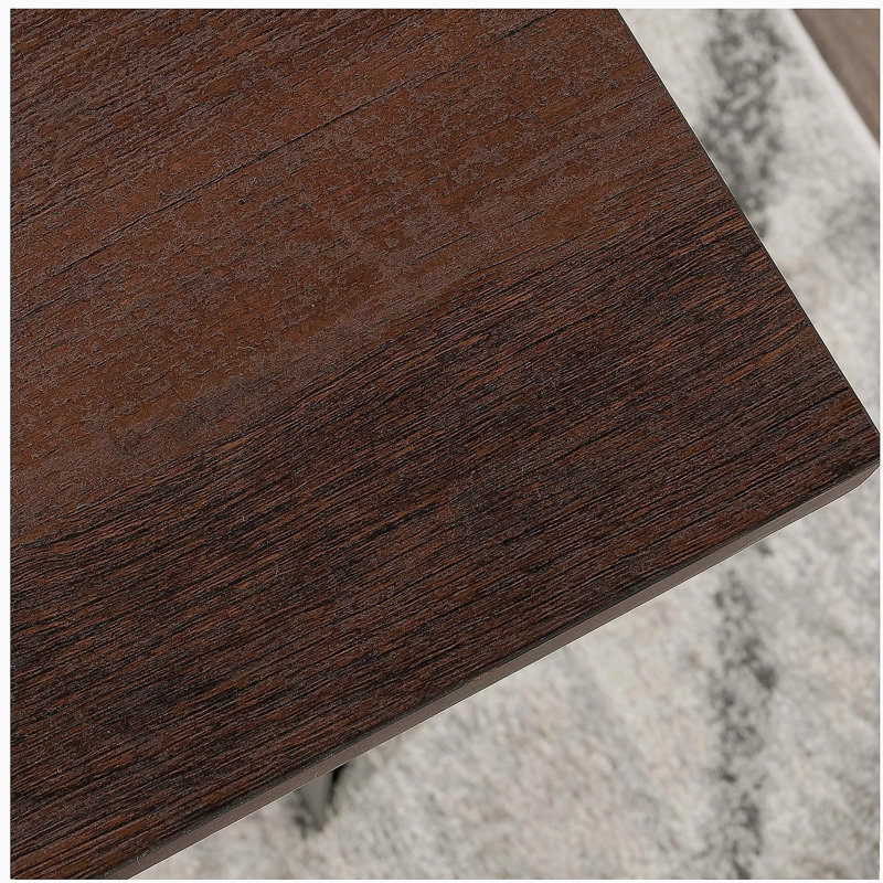 Bureau de table industriel avec surface de travail spacieuse, finition brune