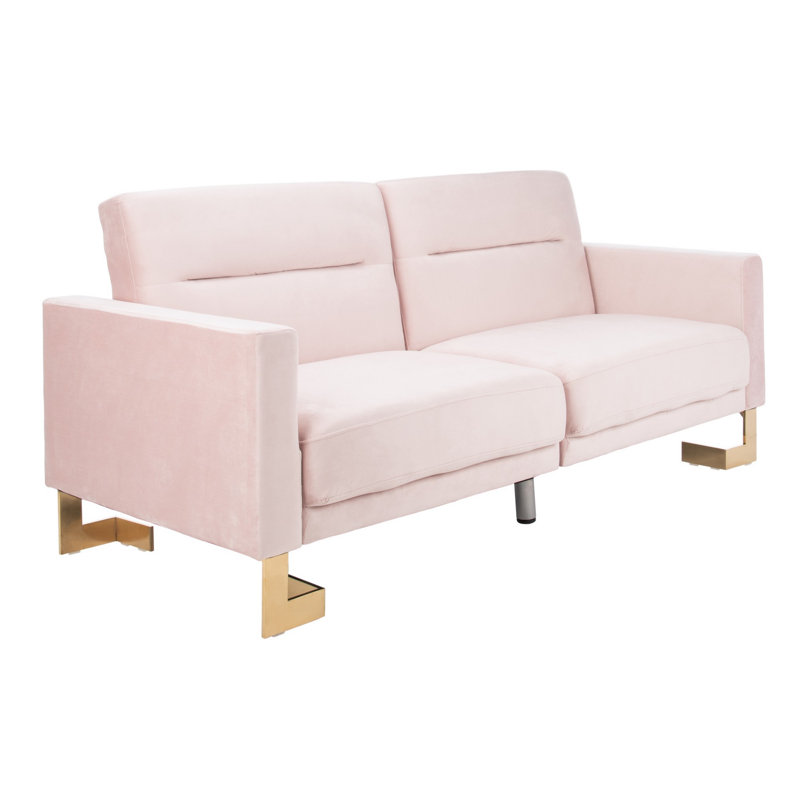 Hayasdan Full / Double Upholstered Futon, Blush/Brass