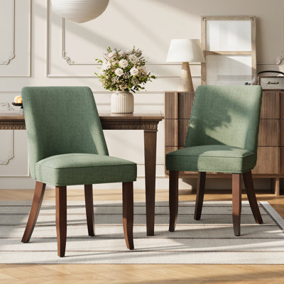 Chaise de salle à manger rembourrée moderne à haut dossier avec pieds en bois massif Parsons
