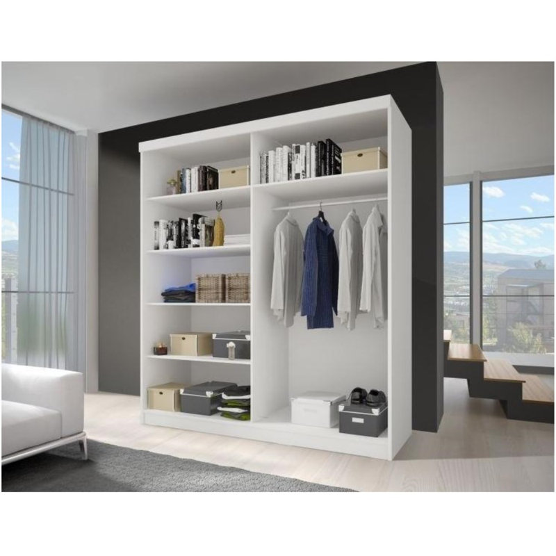 Vahrij 2 Door Wardrobe, 218cm H x 203cm W x 61cm D, White