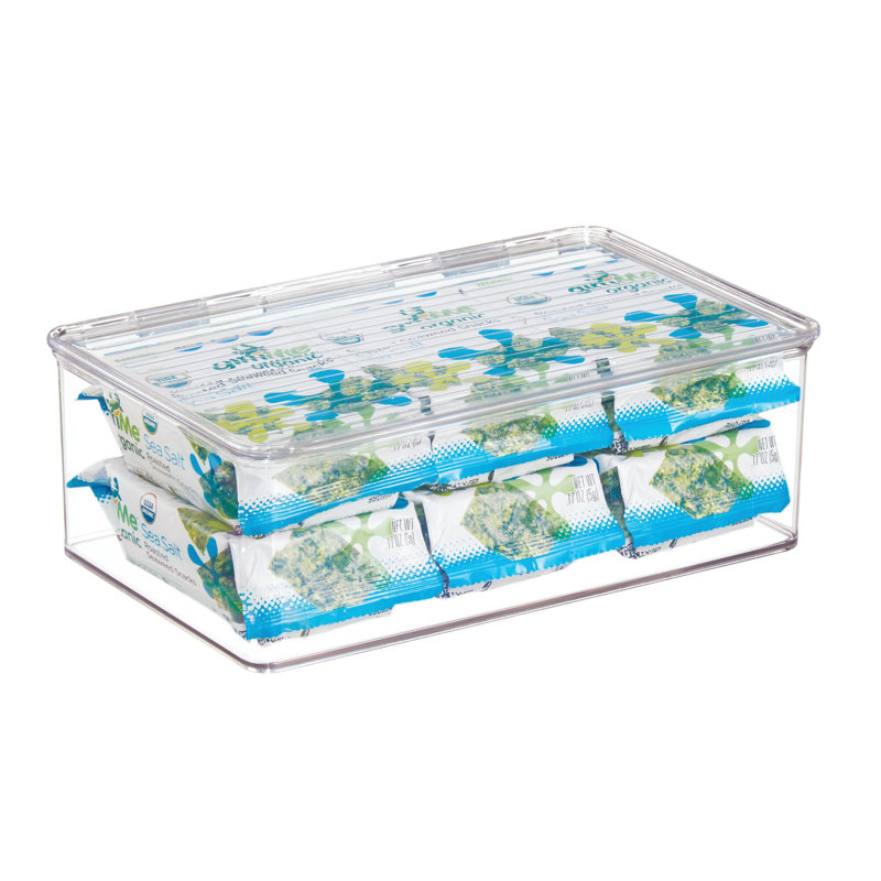 Clear Stackable Plastic Kitchen Organizer Bin with Lid