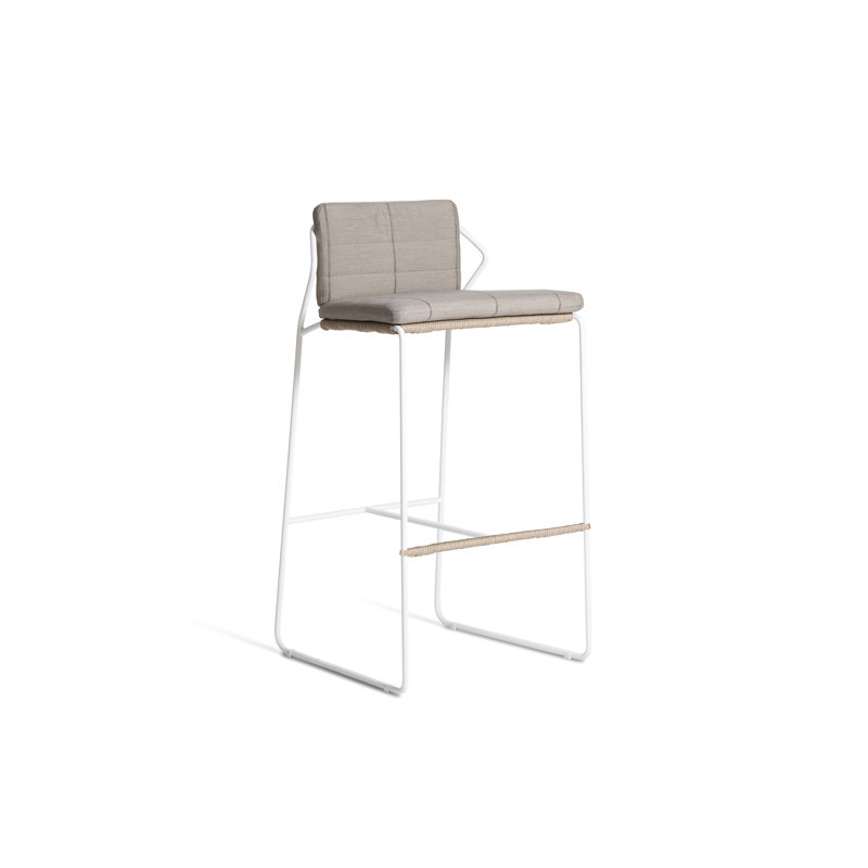 Tabouret de bar avec coussin Sandur, Corde argile / structure blanche, Lanterne ardoisée