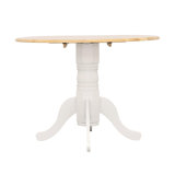 Versatile Drop Leaf Table With Stylish Pedestal Base And Ornamental Legs For Intimate Dining And Space Adaptability.