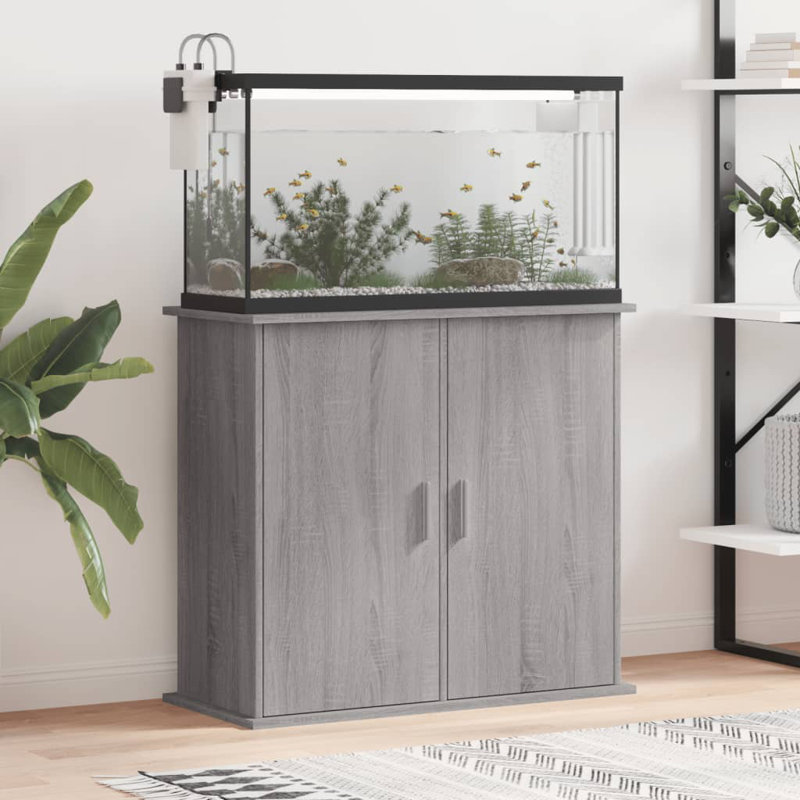 Vidaxl Aquarium Stand Black 81X36x73 Cm Engineered Wood, Gray Sonoma, 81 x 36 x 73 cm