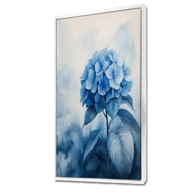 Hydrangées dans un jardin brumeux II - impressions sur toile d'hortensias, H 60 po x l 28 po, Blanc