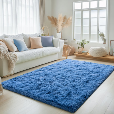 Solid Rug Soft Fluffy Mist Blue Indoor Area Rug for Living Room Bedroom Nursery Kids Room