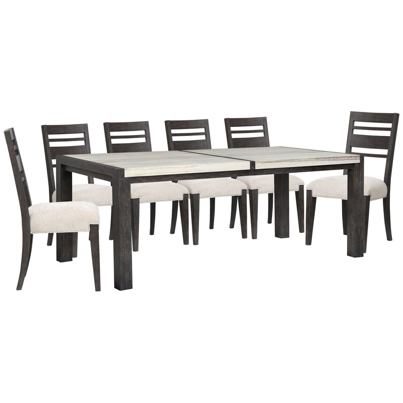 Rectangular Dining Table With 6 Side Chairs, 7 Pcs: Table, 6 Chairs