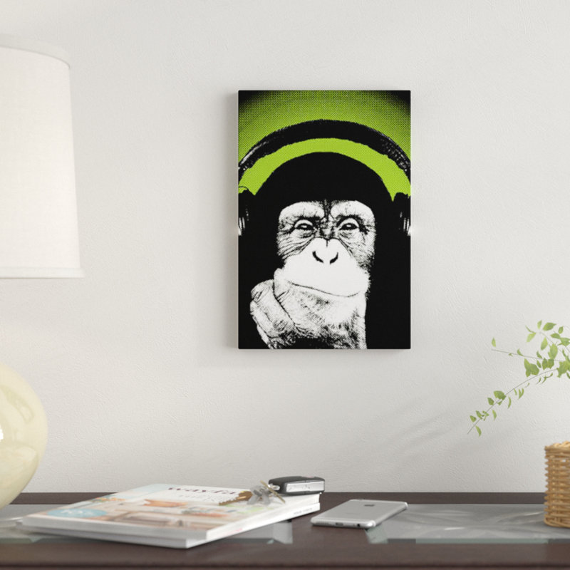 «Monkey BL III», impression sur toile, H 26 po x l 18 po x P 1,5 po, Papier d'art encadré noir