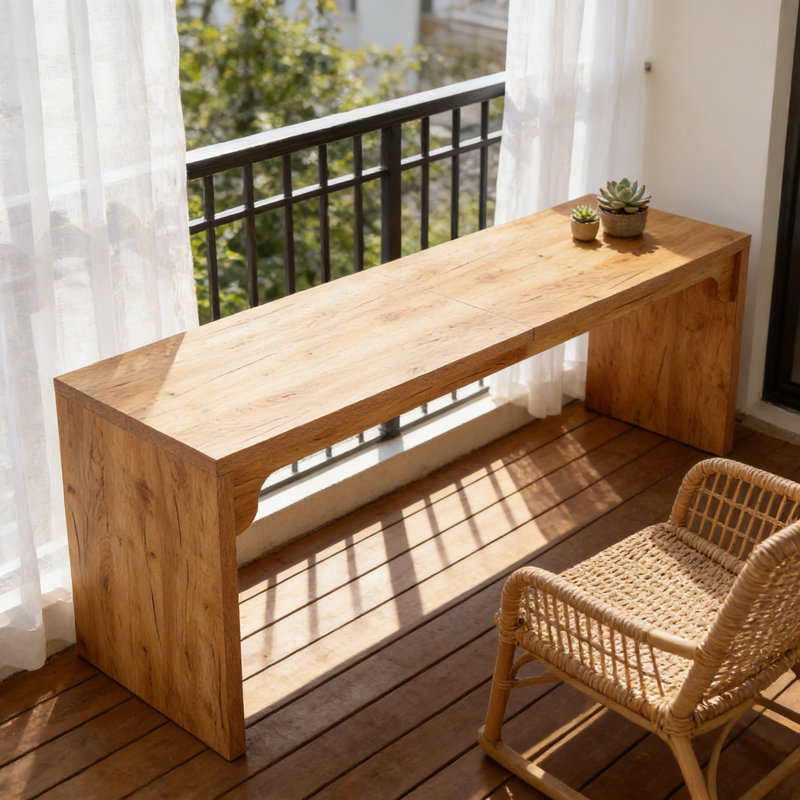 Nordic-Style Light Oak Office Desk With Seamless Design Ideal For Home Studies And Small Workspaces