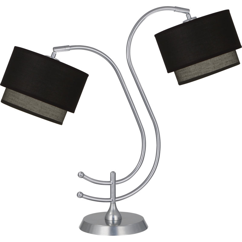 Charlee Desk Table Lamp, Raven Black, Chrome