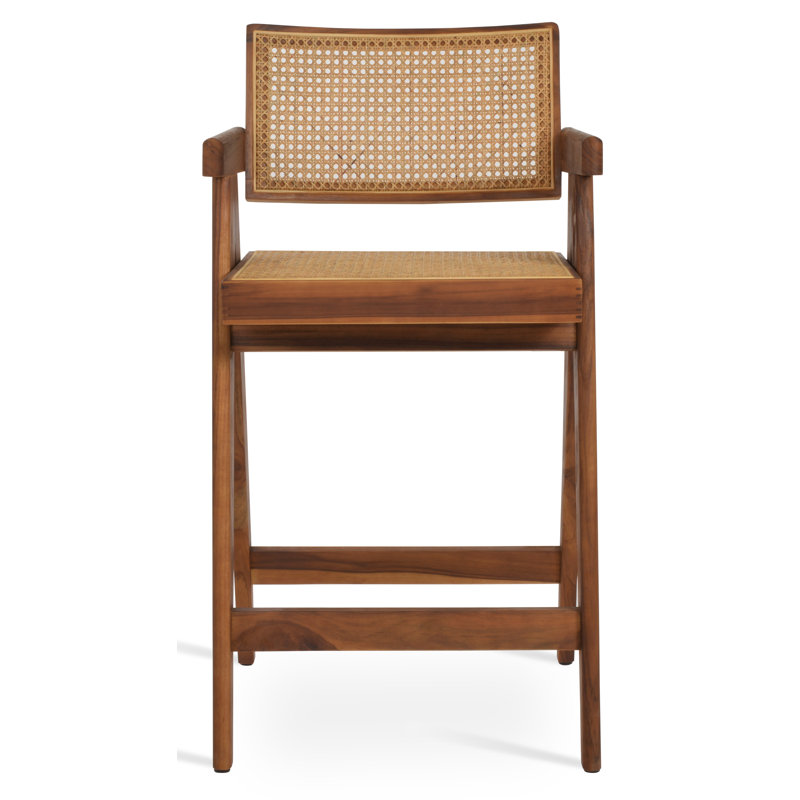 Pierre J Stool Half Wicker in Wool, Bar Stool (29.5" Seat Height)