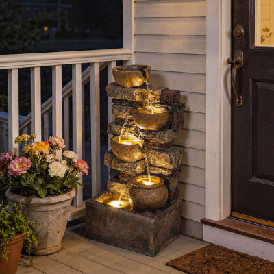 Outdoor Fountain with Lights
