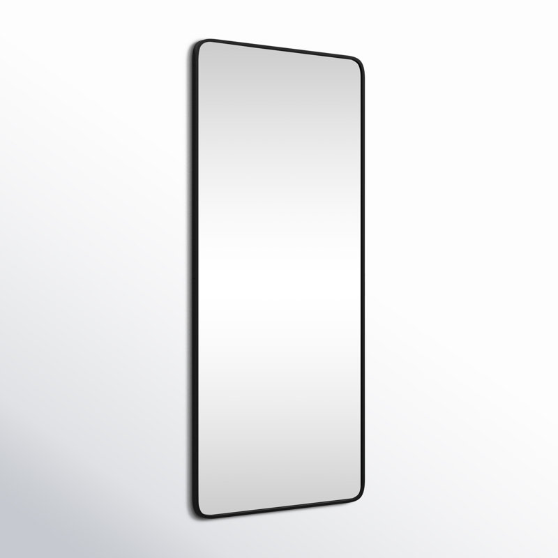 Sabine Metal Rounded Rectangle Wall Mirror, Black, 72" x 32"