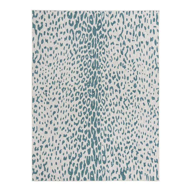 Teal Samburu Indoor/Outdoor Safari Rug, Rectangle 9' x 12'