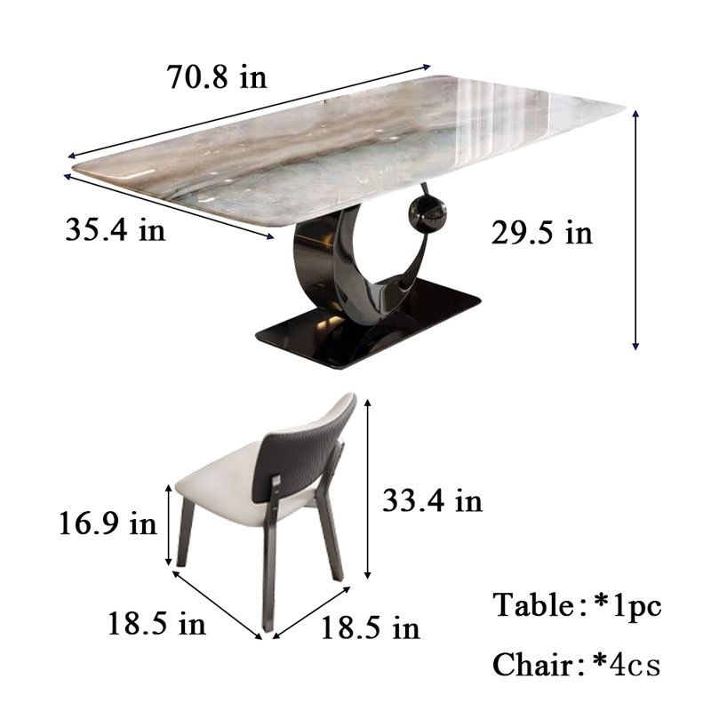 Devoss 4 - Person Pedestal Dining Set, 29.5"H x 70.8"L x 35.4"W