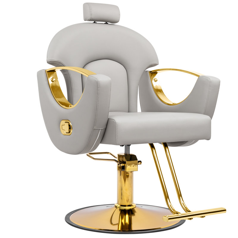 Fauteuil de coiffeur inclinable avec pivotant sur 360 ° et pompe hydraulique robuste Professional, Gris