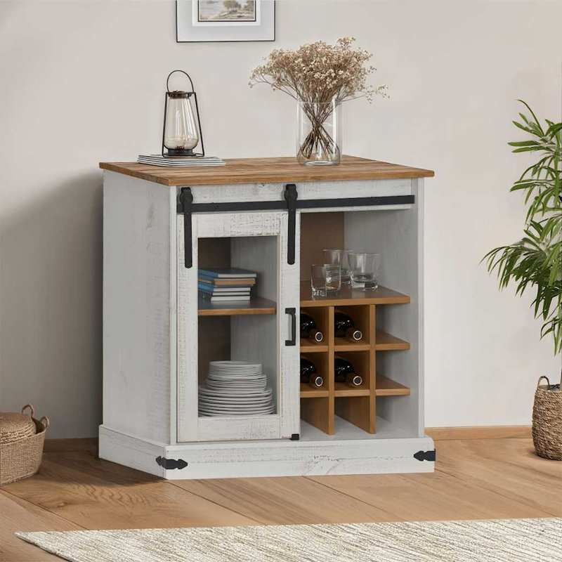Sideboard HALDEN With Sliding Door 80X40x80 Cm Solid Wood, White