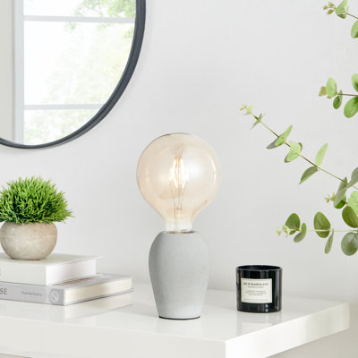 Kyla Concrete Base Bare Bulb Table Lamp - Industrial Style Bedside Light