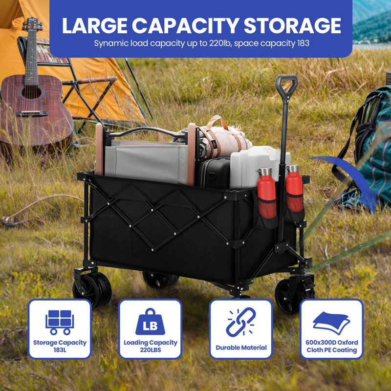 Chariot utilitaire pliable robuste, H 42,1 po x l 23,6 po x P 38 po 