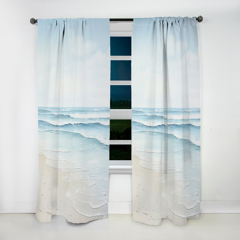 Beach Photo Tranquil Waters I - Nautical Velvet Curtain - Room Darkening - 1 Panel, 52" W x 120" L