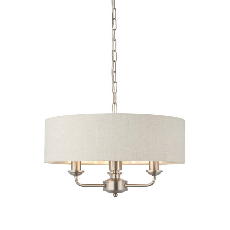 Landover 3 - Light Drum Chandelier, Natural, Brushed Chrome