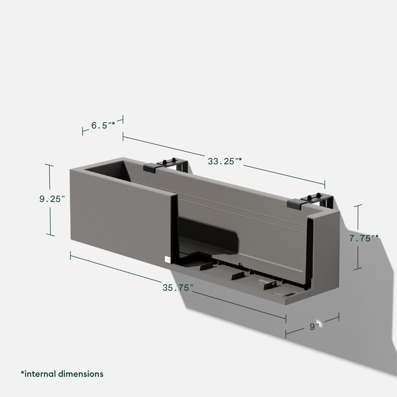 Gray Recycled Plastic Railing Window Box Planter
