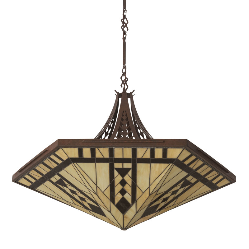 Sonoma 6-Light Rustic Outdoor-Indoor Pendant with Chocolate-Beige Glass