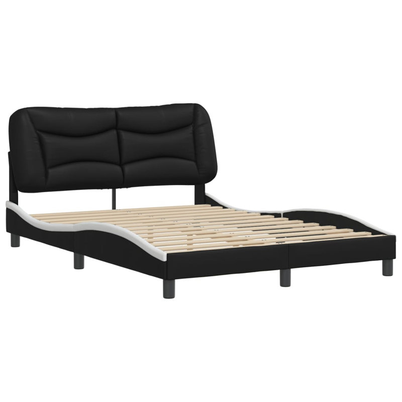 Structure de lit vidaXL sans matelas Hvar noir et blanc 137 x 190 cm, Dimensions complètes : 53,9 x 74,8 pouces