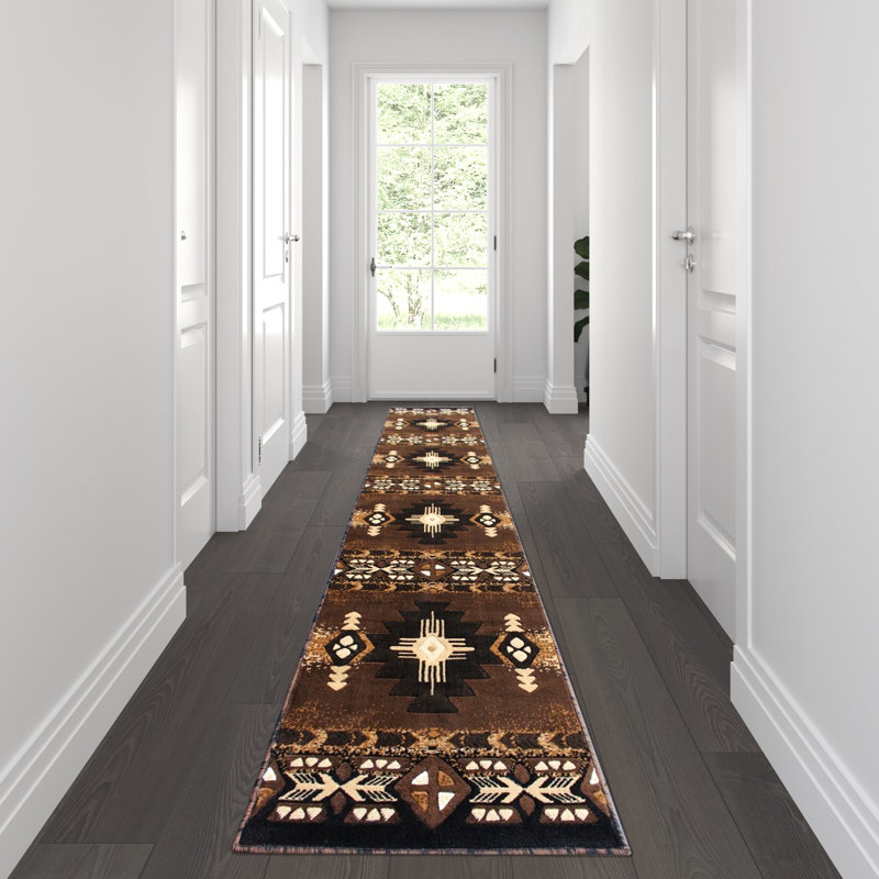Leitha traditionnel en fibre d'oléfine, Tapis de couloir 2 pi 4 po x 10 pi 1 po