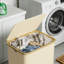 Panier à linge avec roulettes et couvercle, panier à linge roulant de 26 gallons avec poignée en bambou pour la chambre à coucher, la salle de bain, le dortoir et la salle de lavage-114660133