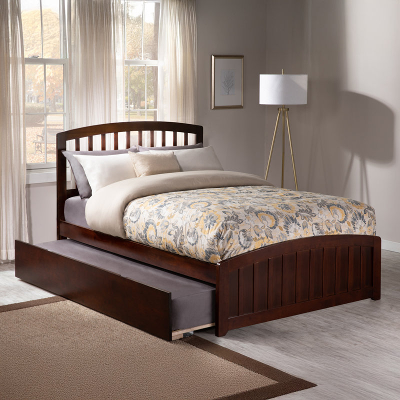 Bharmal Platform Bed with Matching Footboard and Trundle, Full, Walnut