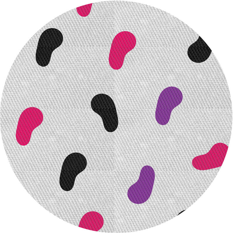 Tapis beige métier tissée à la machine, Rond 8 pi