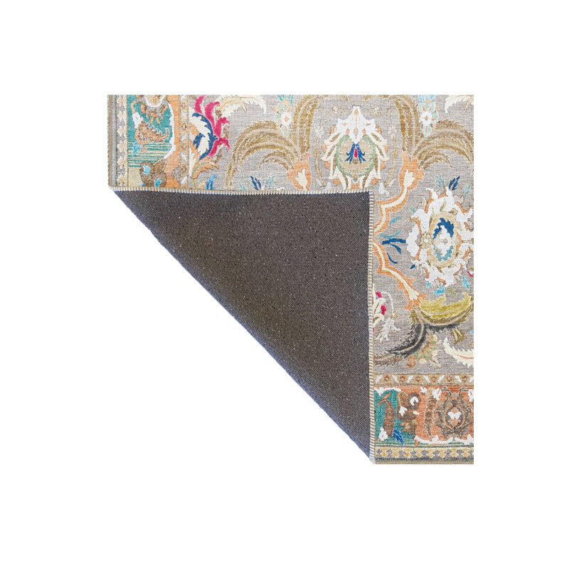Tapis décoratif lavable à la machine multicolore, Carré 3 pi 3 po