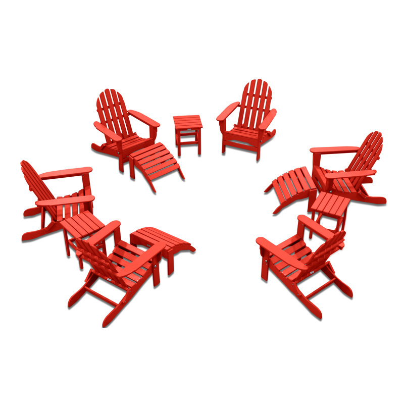 Leighton Foldable Outdoor Adirondack Set, Bright Red