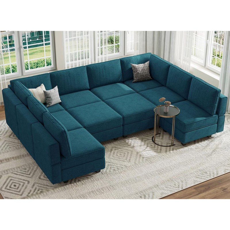 Ensemble de canapé modulaire surdimensionné en forme de U avec siège de rangement et grand canapé convertible Neemi