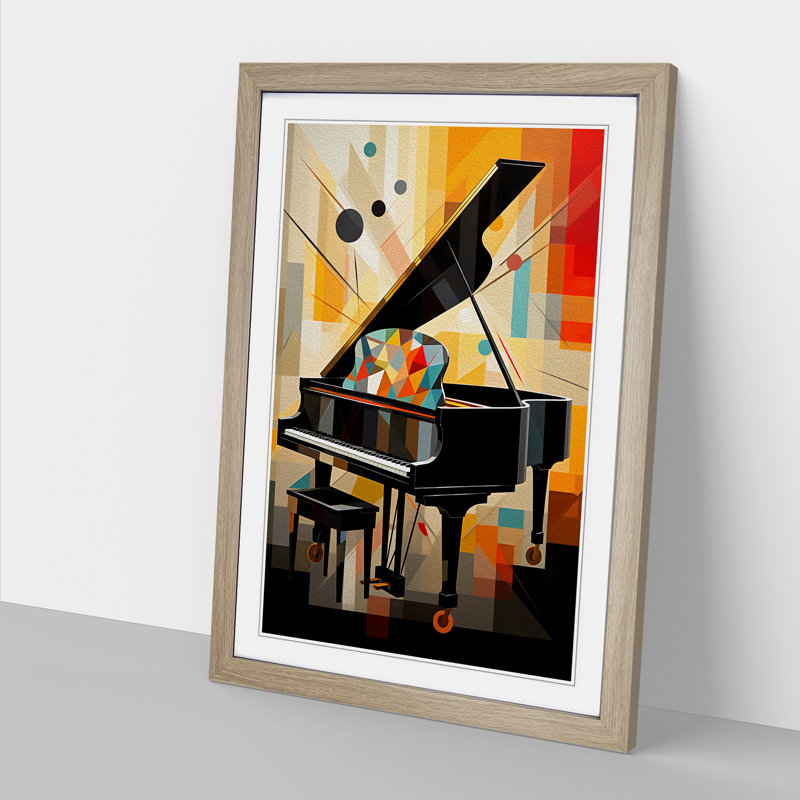 Piano Geometric - Single Picture Frame Print on Wood, Oak, 46cm H x 34cm W x 2cm D